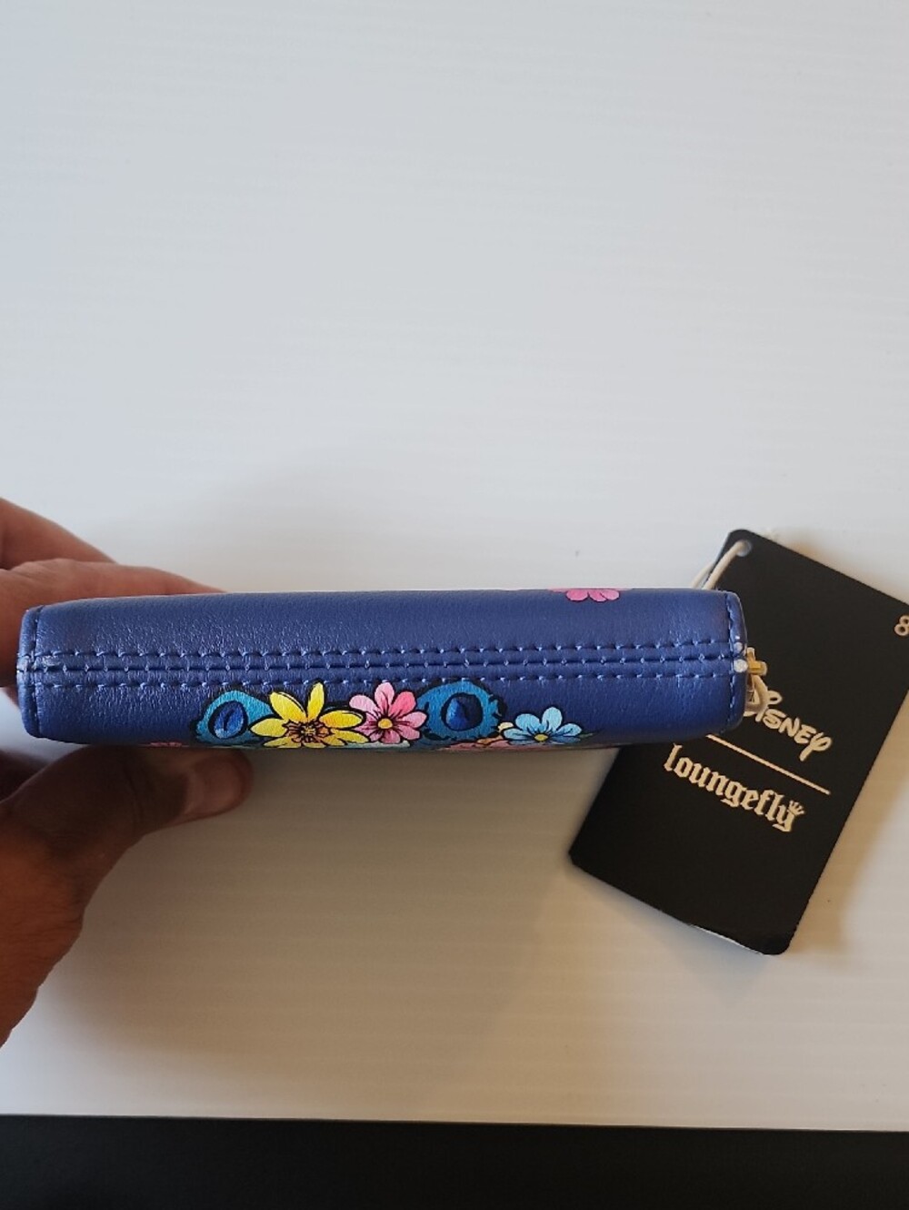 Loungefly Blue Stitch Floral Zip Wallet. - Picture 8 of 12